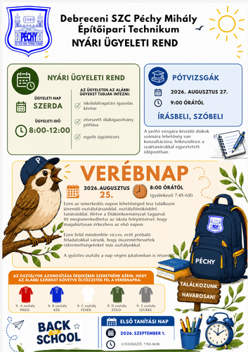 Fontos nyári és tanévkezdési információk!